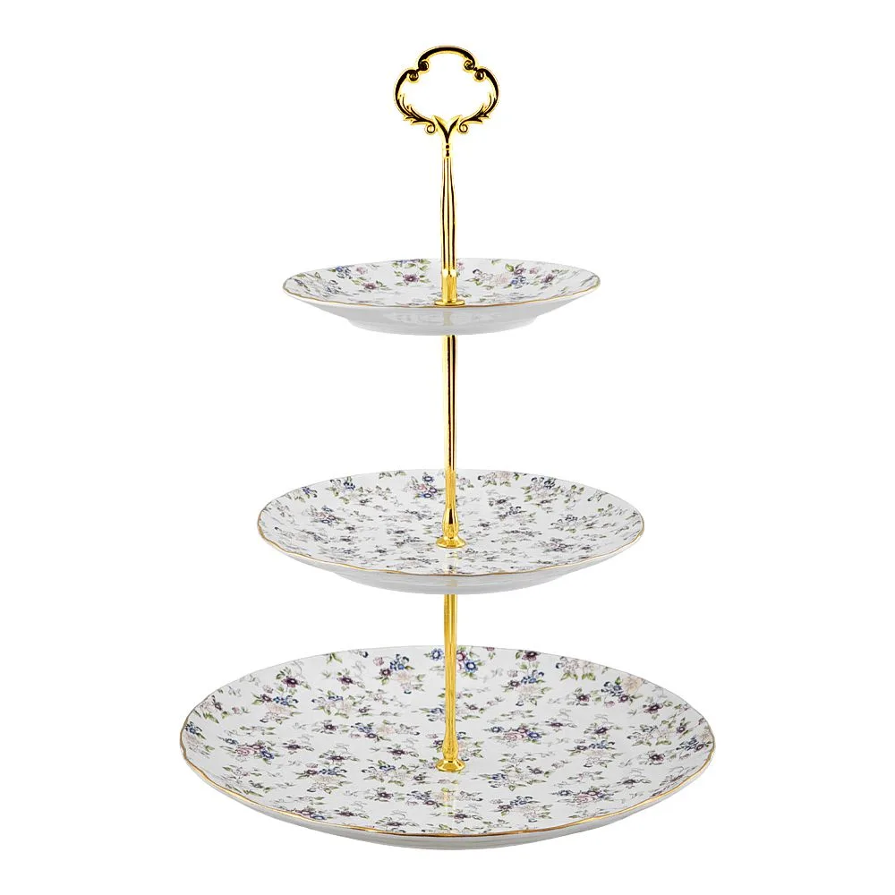 Side view of more & more cake platter, 3 step, 416