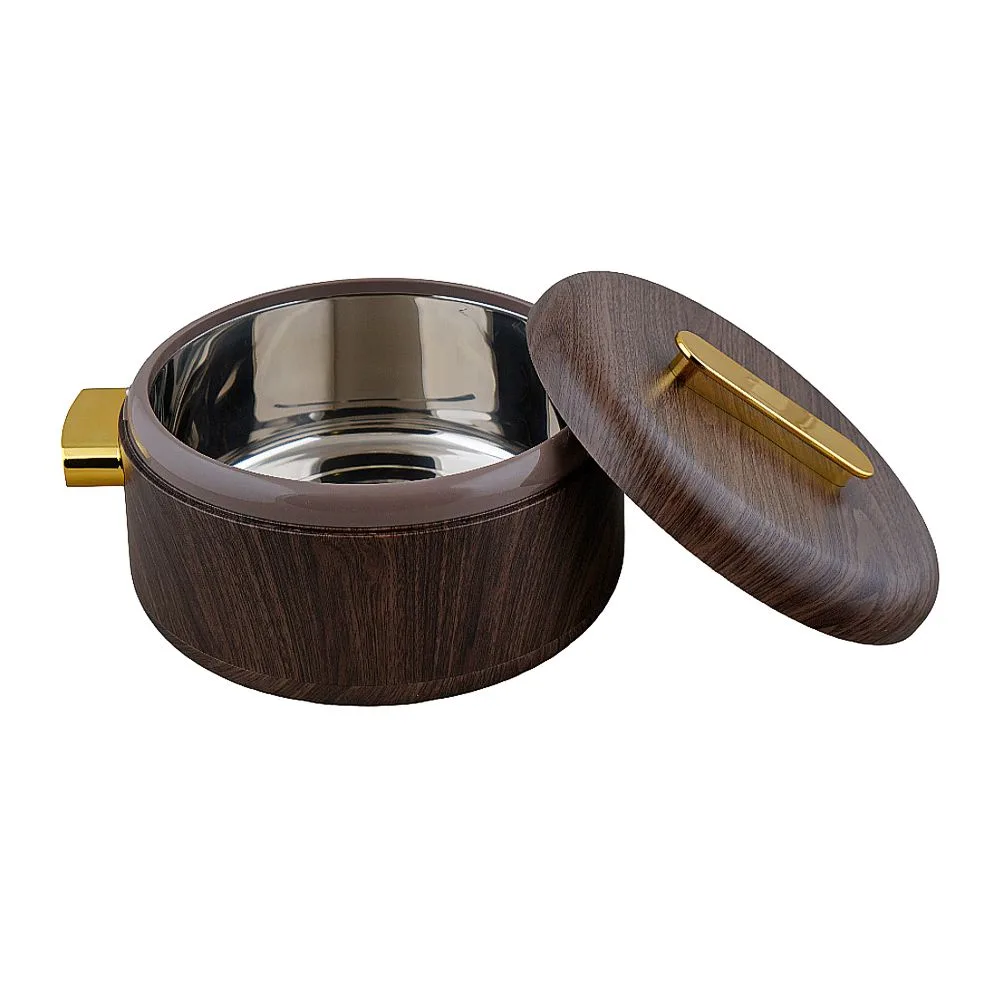 Side view of more & more marble hotpot set, dark wood, e89135t, 1 + 2 + 3.5 liters, 3-pack