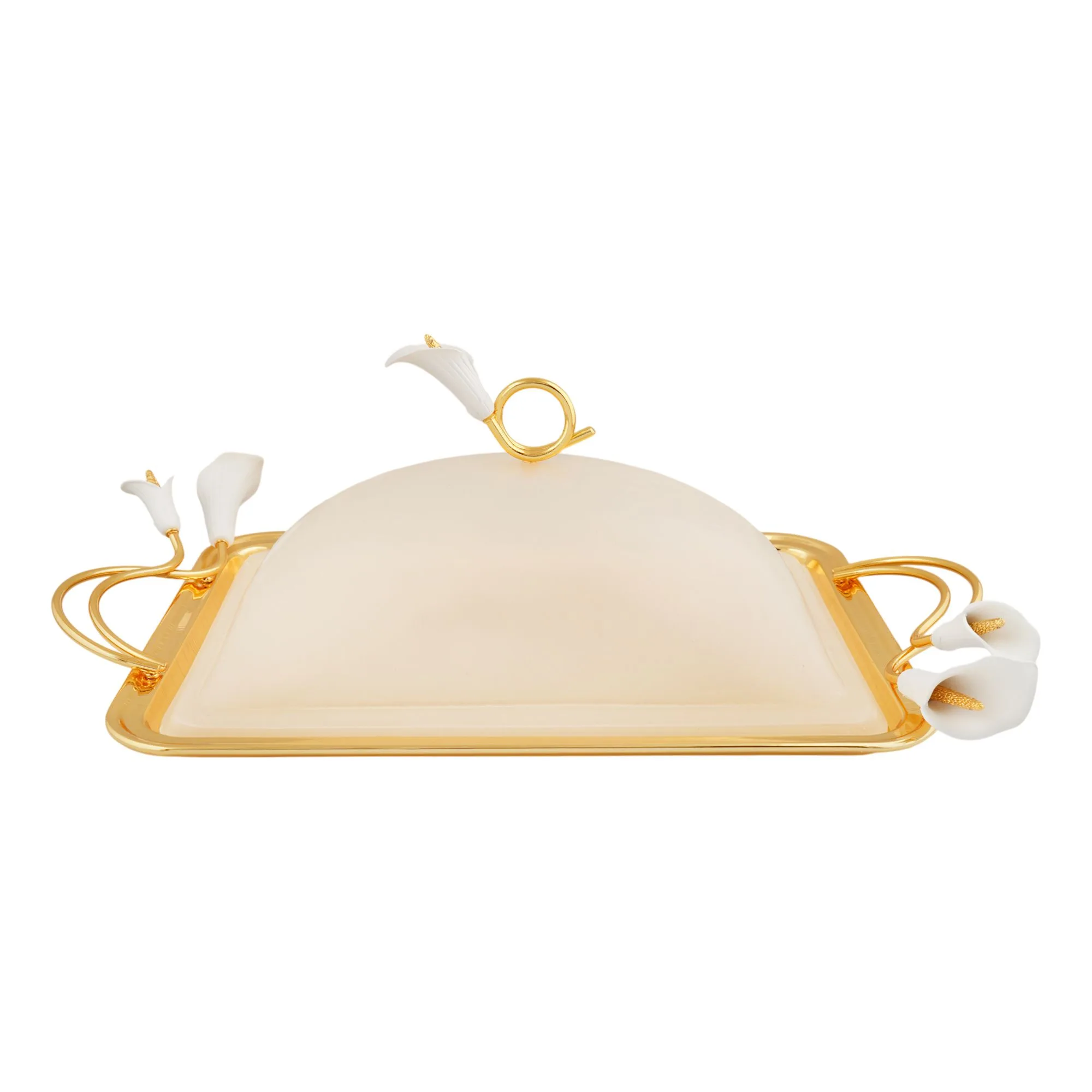 Side view of more & more platter, golden, p-08