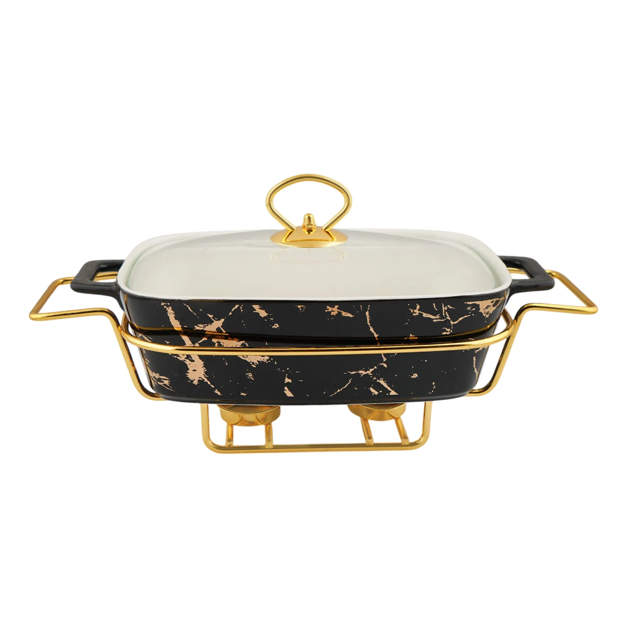 More & More Rectangular Casserole Dish With Warmer Rack, Black, 14.5 Inches, CX2421