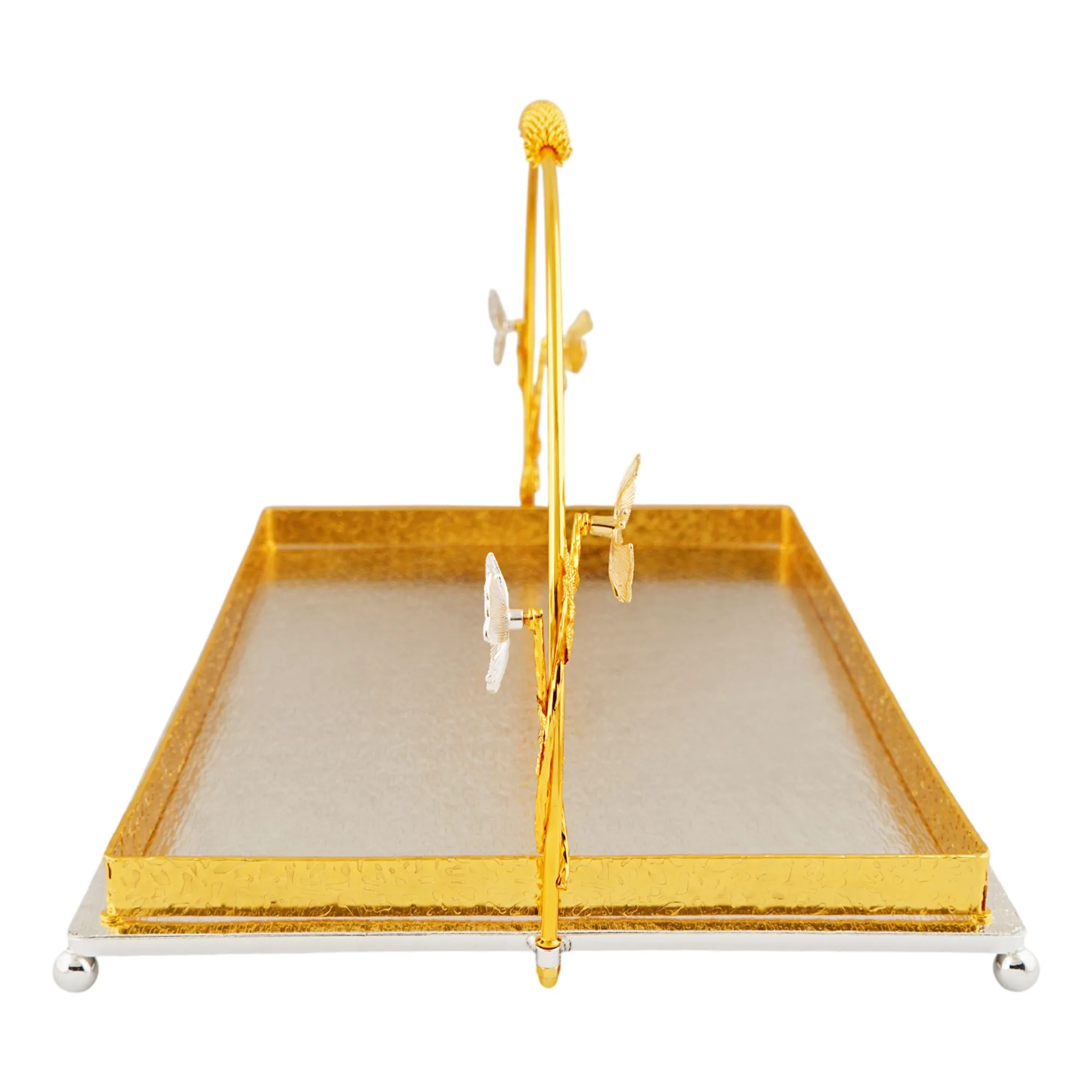 Comfortable casual more & more rectangular platter, large, golden/silver, ba-73