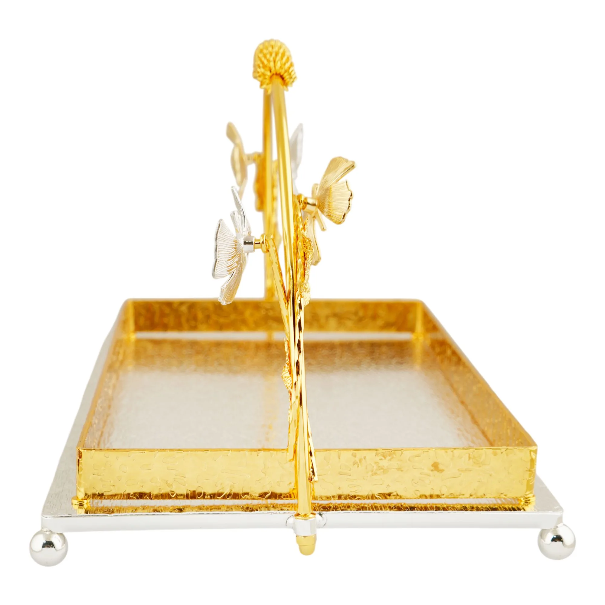 Comfortable casual more & more rectangular platter, small, golden/silver, ba-71