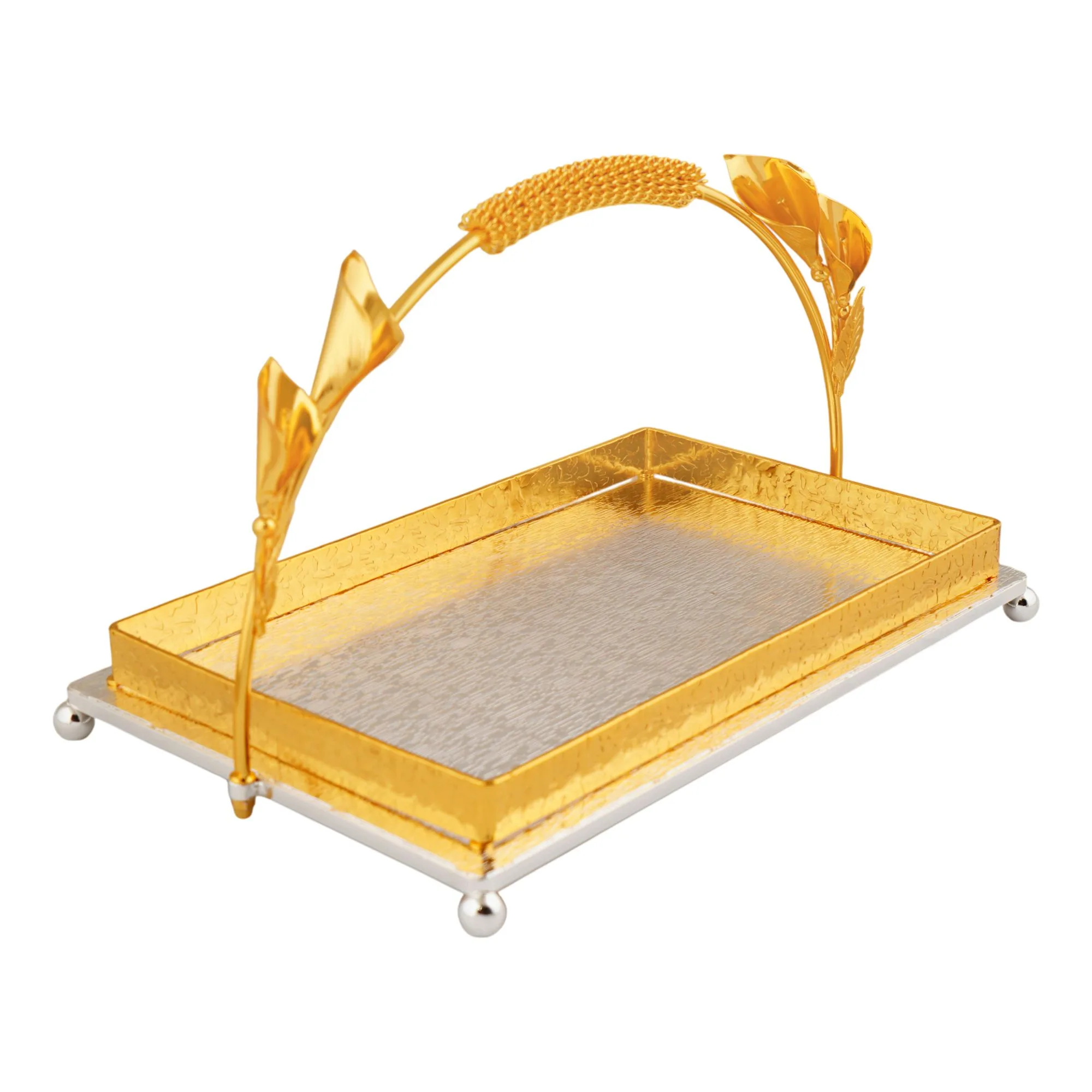 More & More Rectangular Platter, Small, Golden/Silver, BA-80