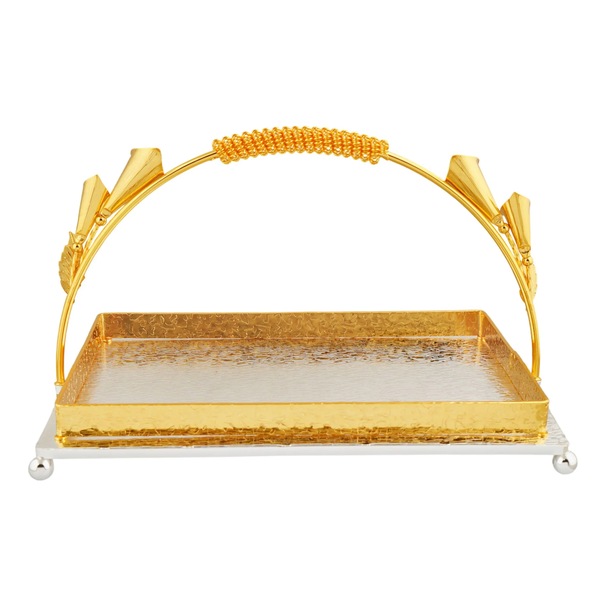Comfortable casual more & more rectangular platter, small, golden/silver, ba-80