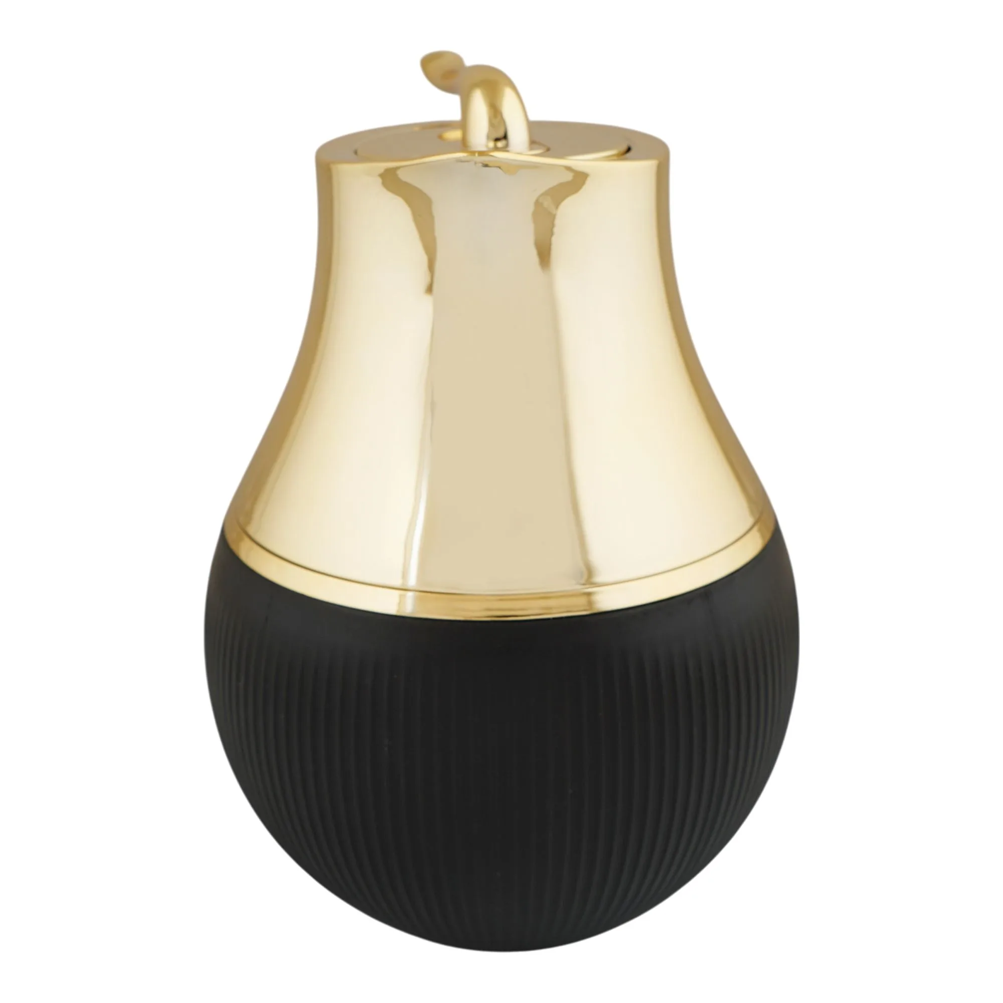 Side view of more & more thermos, black, 1 liter, ym-03