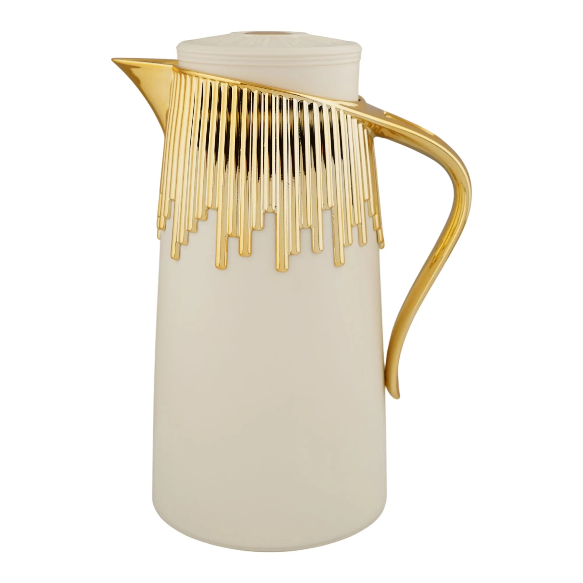 Side view of more & more thermos, off white, 1 liter, ym-05
