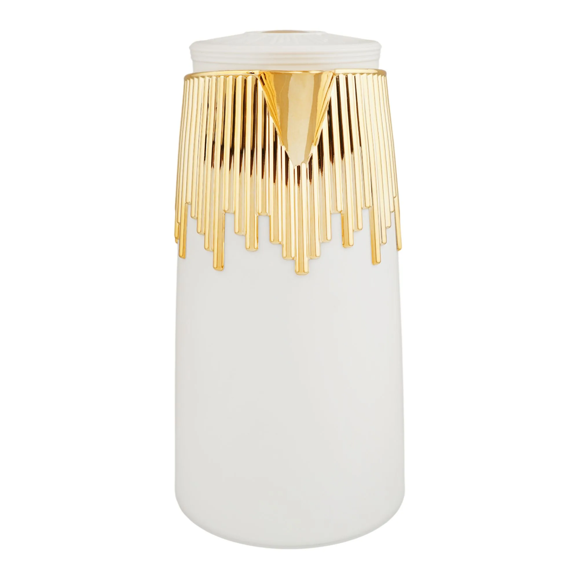 Side view of more & more thermos, white, 1 liter, ym-05