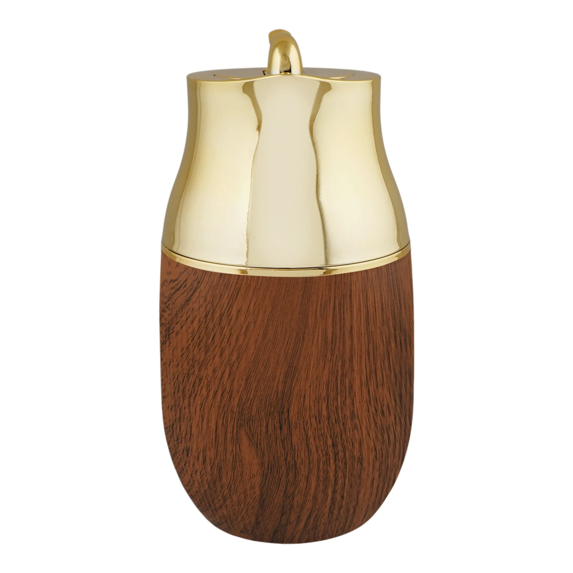 Side view of more & more thermos, wood, 1 liter, ym-09