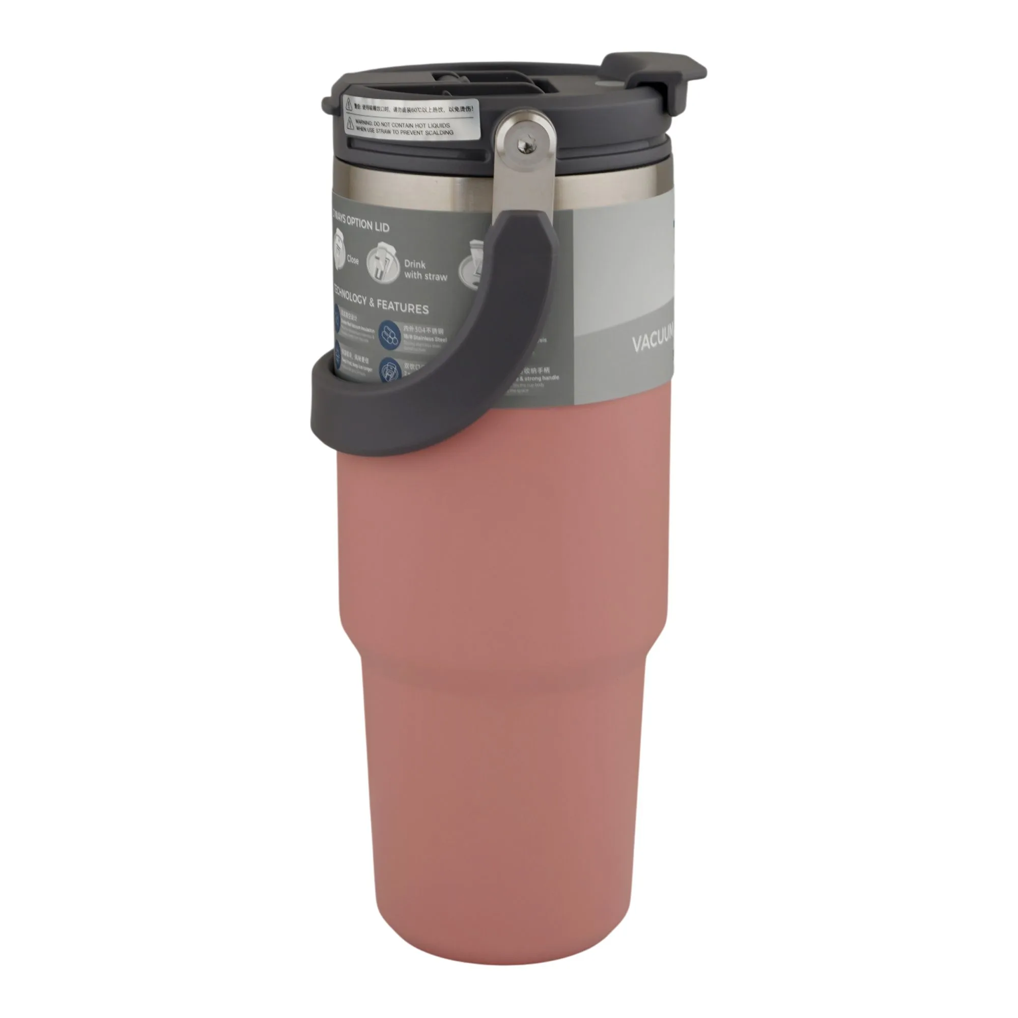 Side view of more & more tumbler, pink, 1200ml, ts-8830
