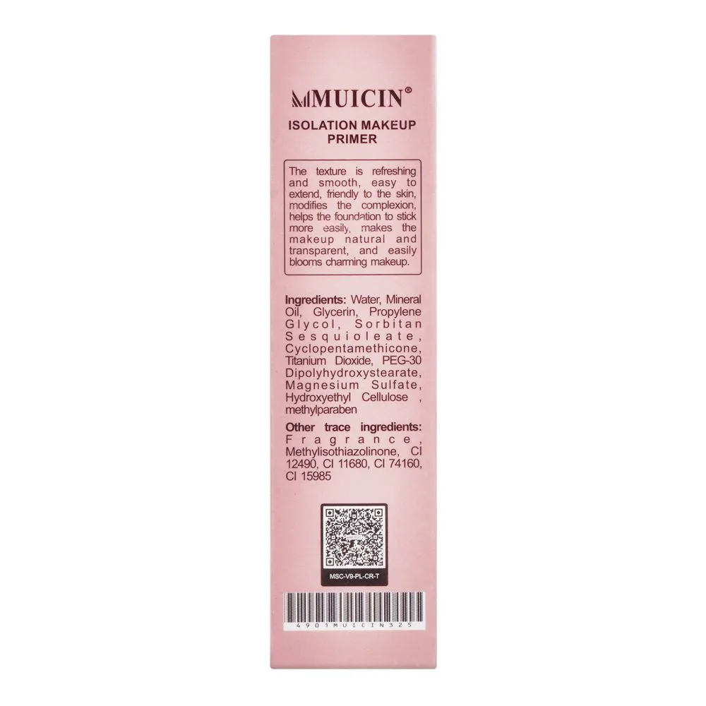 Comfortable casual muicin baby v9+ spf 60+ day & night pink glow isolation makeup primer, 30g