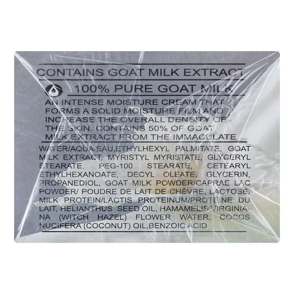 Side view of muicin goat milk whitening & moisturizing mild cream, premium, 50g