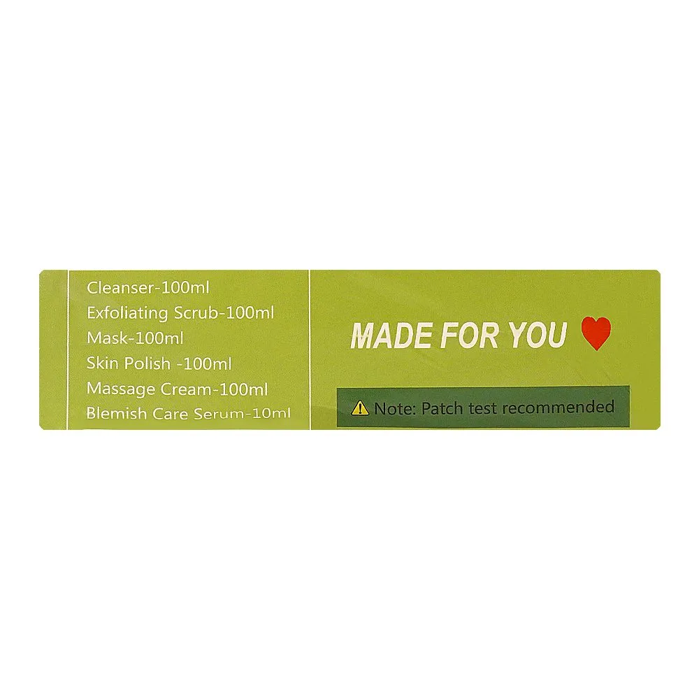 Side view of muicin tea tree skin clearing anti-aging skin care facial kit, for all skin types