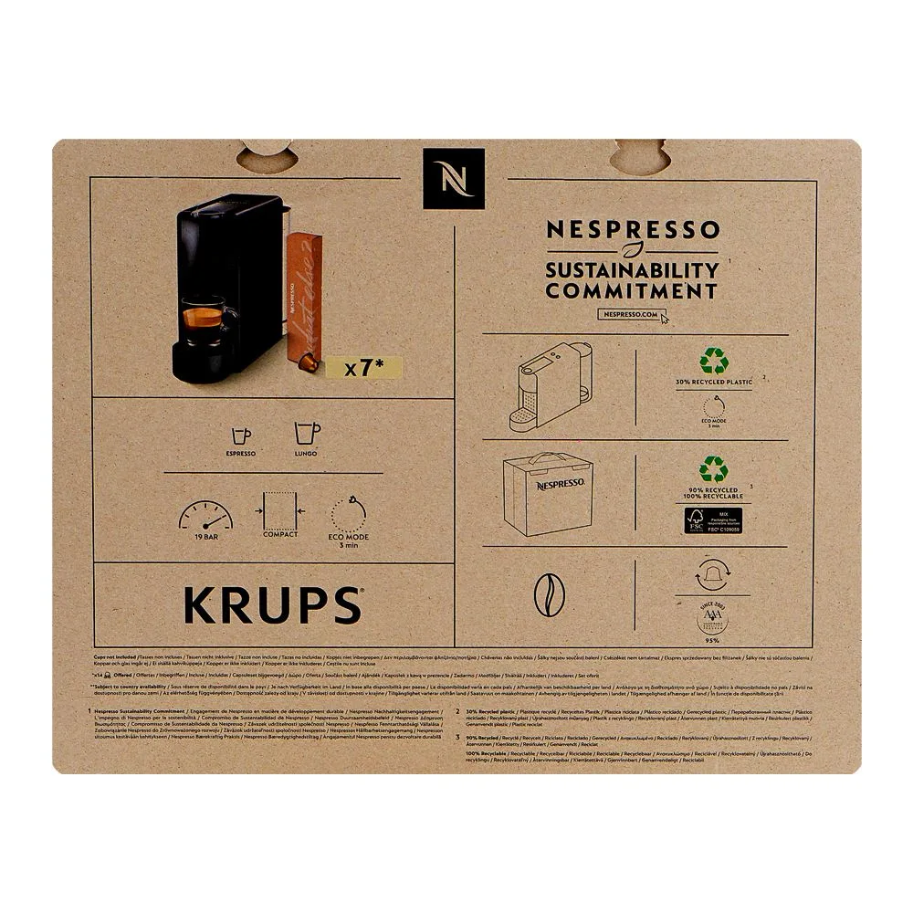 Close-up design of nespresso essenza mini machine, 0.6 liter water tank, 7 pods, grey, c30-xn110b.23