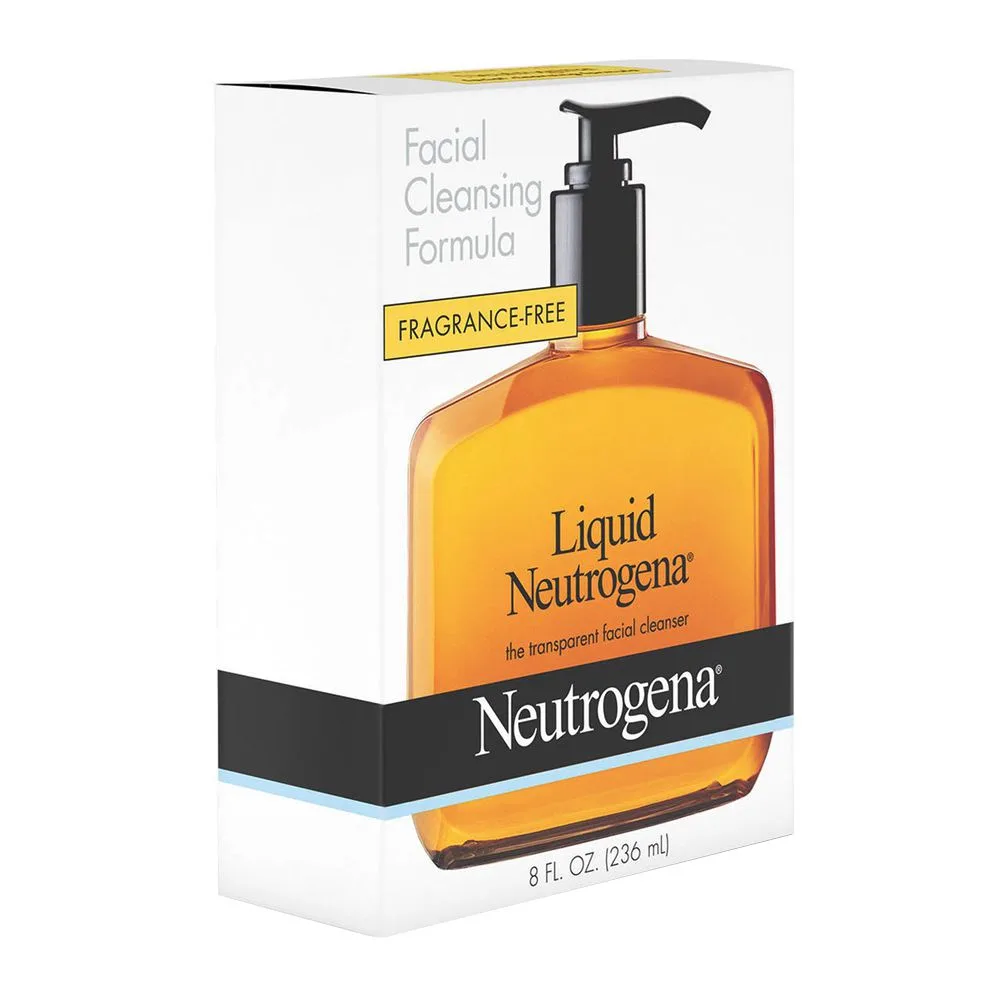 Side view of neutrogena fragrance free facial cleansing formula 236ml