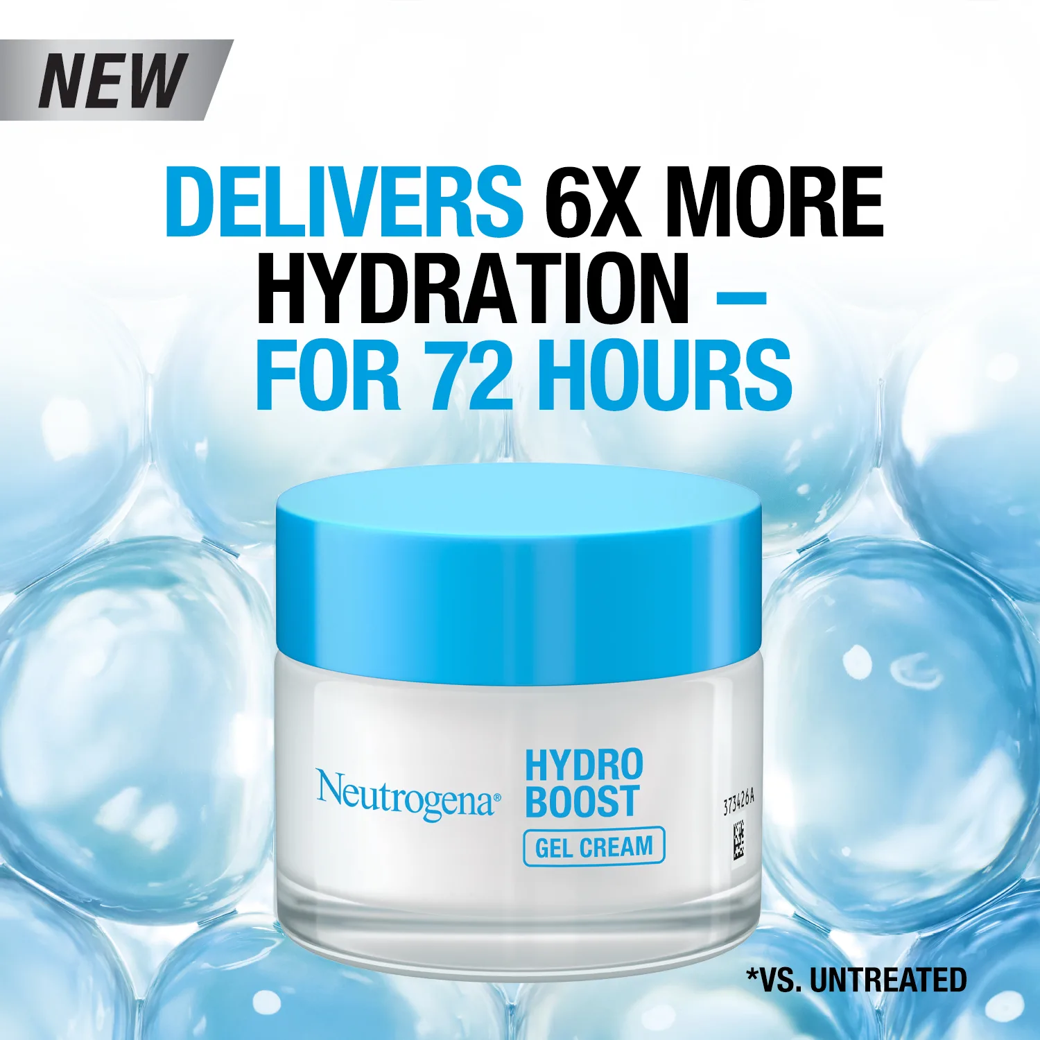 Front angle of neutrogena hydro boost gel-cream, dry skin, fragrance free, 50ml