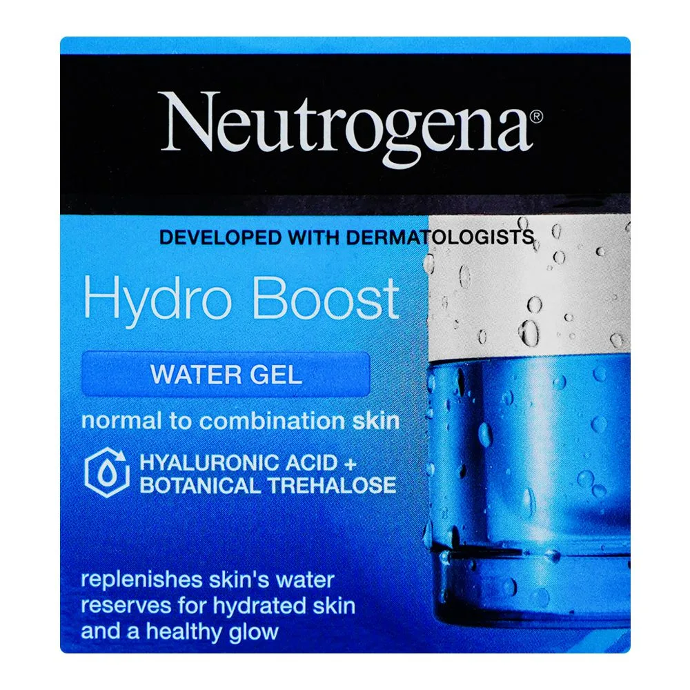 Side view of neutrogena hydro boost water gel, normal to combination skin, 50ml