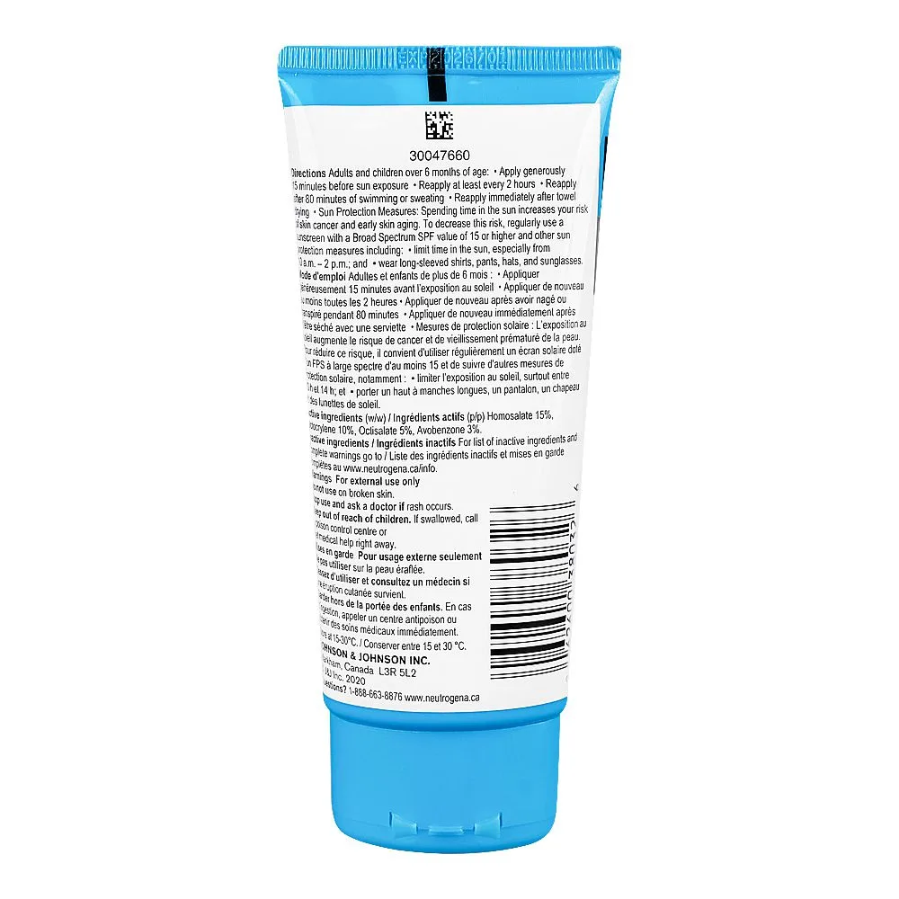 Side view of neutrogena hydro boost water gel sunscreen lotion, spf-50, 88ml