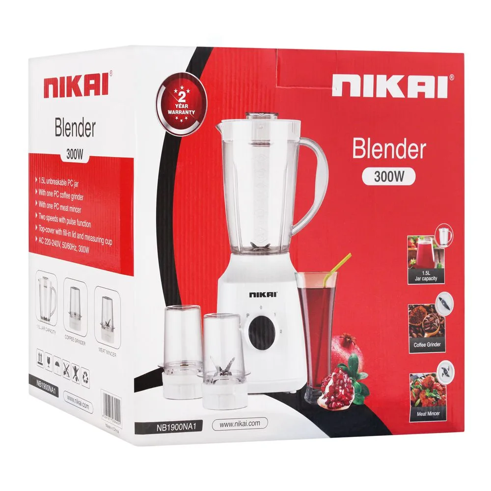 Side view of nikai blender, 300w, 1.5l, nb-1900na1