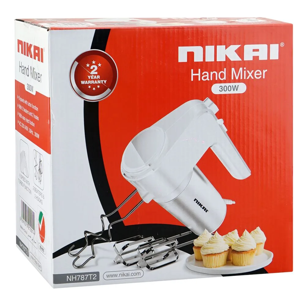 Side view of nikai hand mixer, 300w, 220-240v, nh-787t2
