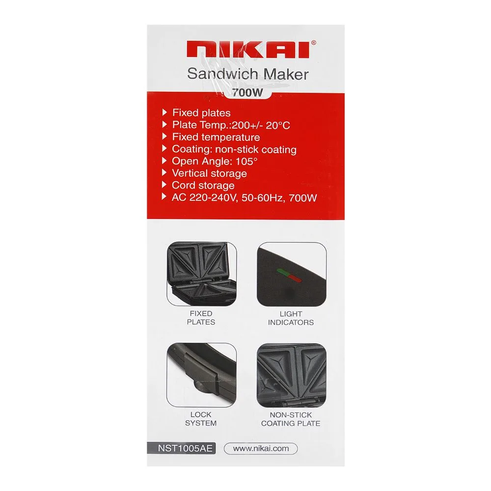 Comfortable casual nikai sandwich maker, 700w, 220-240v, nst-1005ae