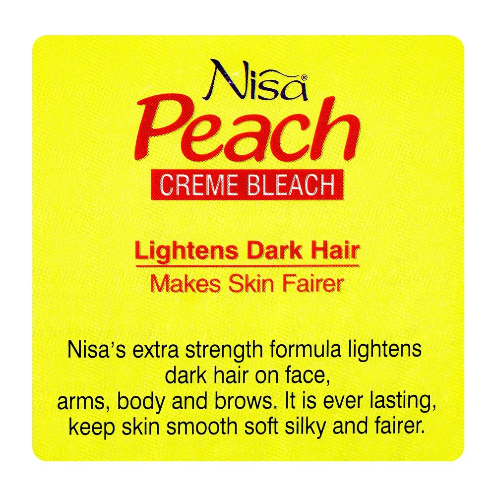 Side view of nisa peach creme bleach, 45g