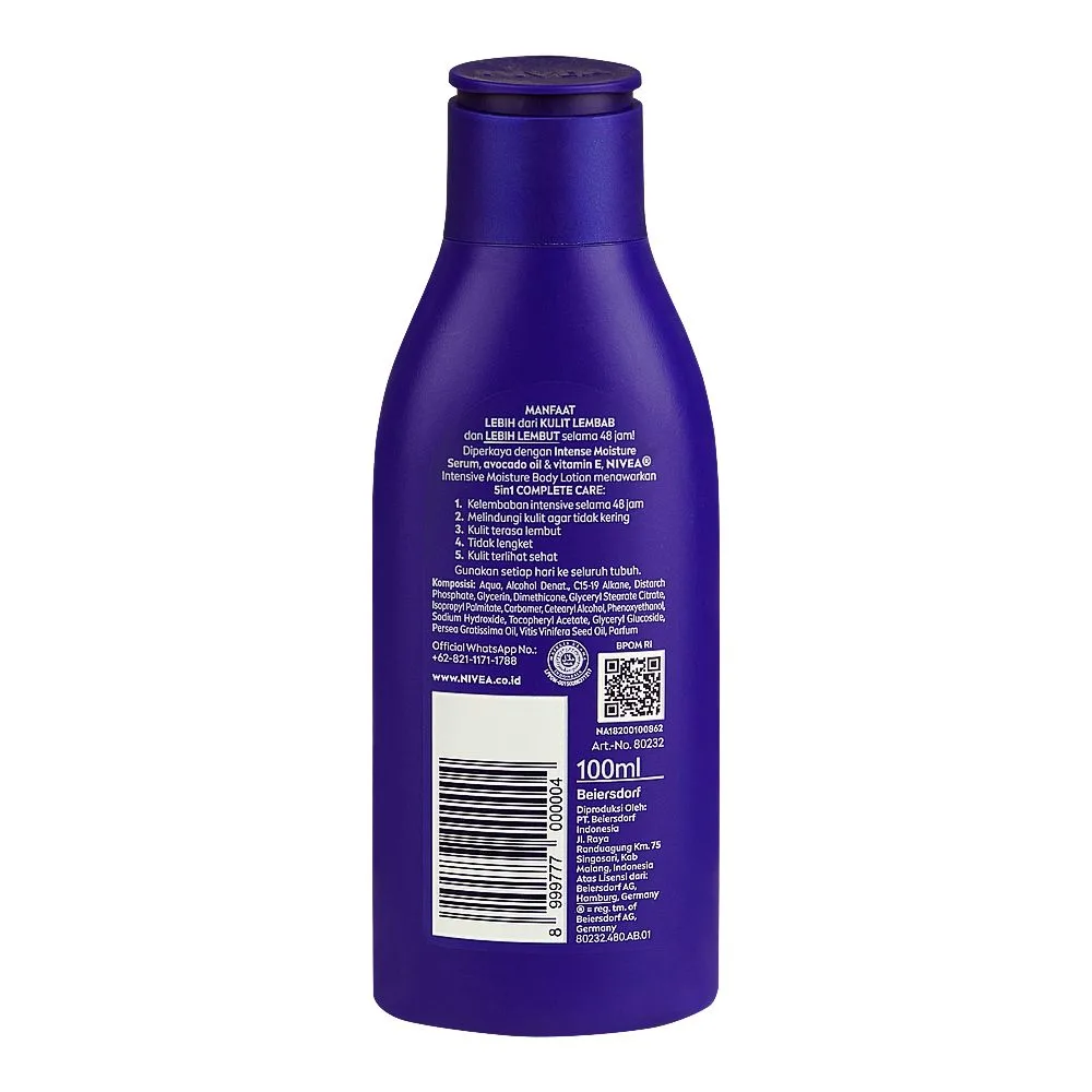 Side view of nivea intensive moisture body lotion 100ml
