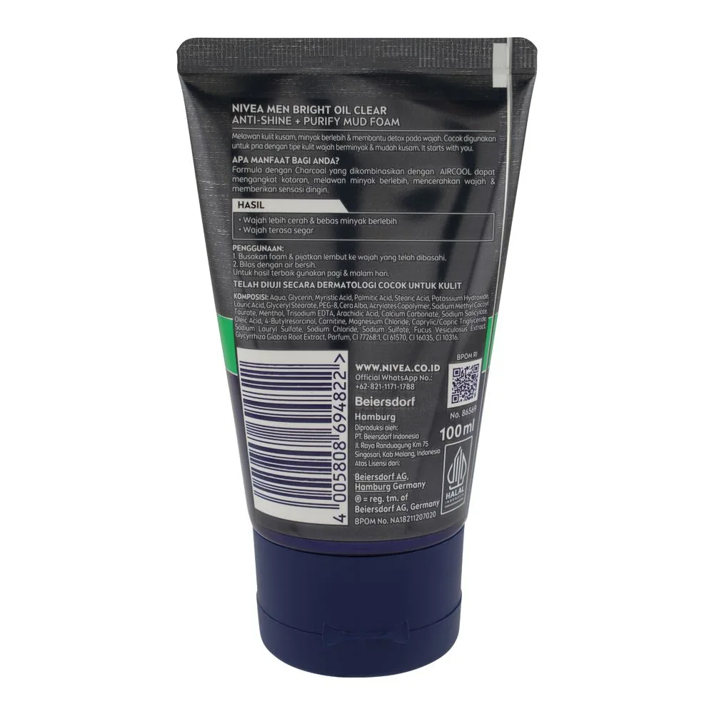 Side view of nivea men acne oil control face wash 100g