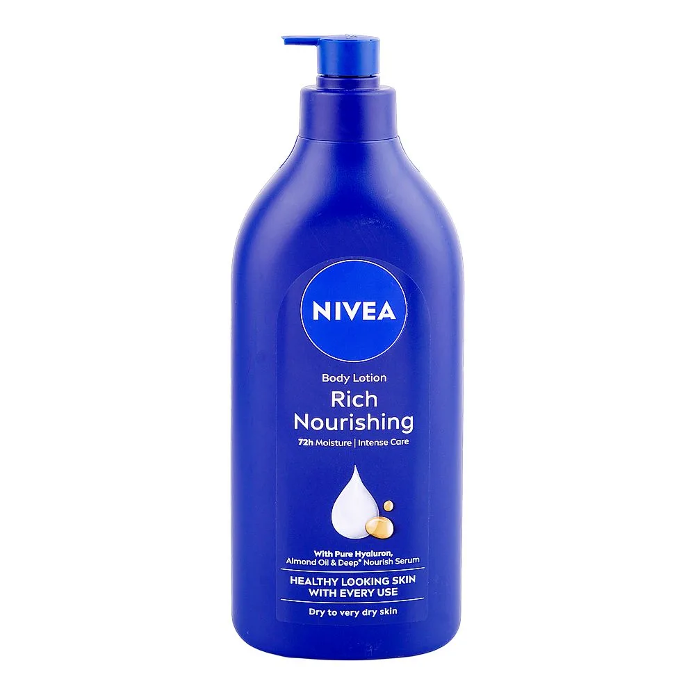 Nivea Rich Nourishing Body Lotion, Almond Oil, Citric Acid, For Very Dry Skin, 625ml