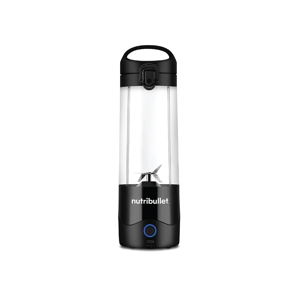 Side view of nutribullet rechargeable portable blender, 7.4v, 600ml, black, nb-pb475k