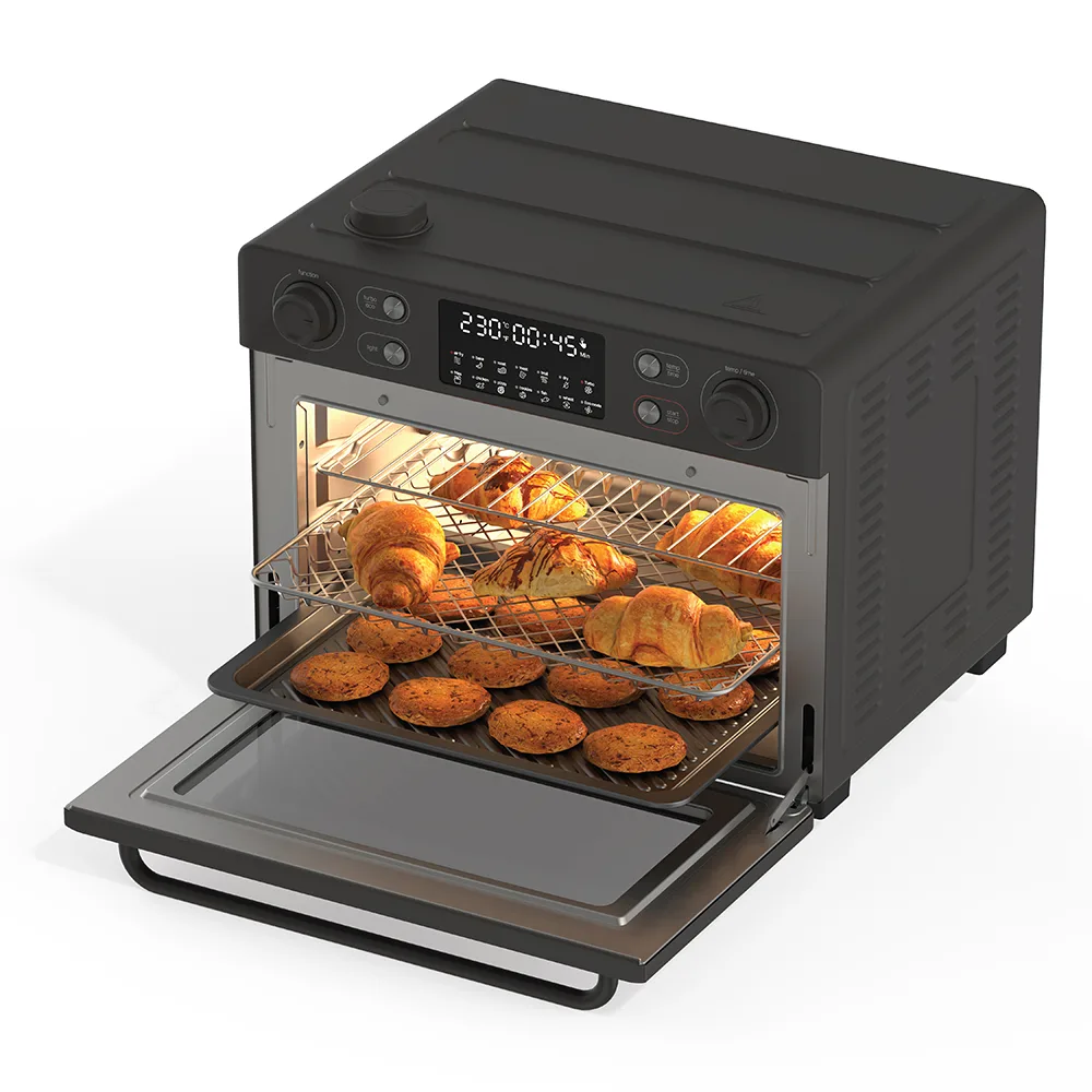 Side view of nutricook 12-in-1 toaster oven, 1700w, 30-liters, black, nc-afto330k