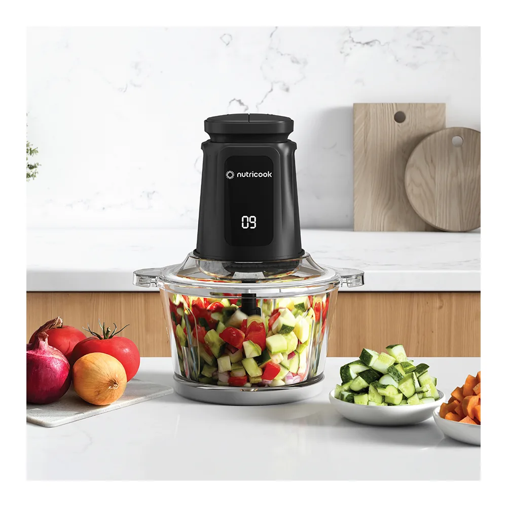 Close-up design of nutricook choppi xxl with digital timer, 500w, 2 x 2 liters bowl, nc-ch2000