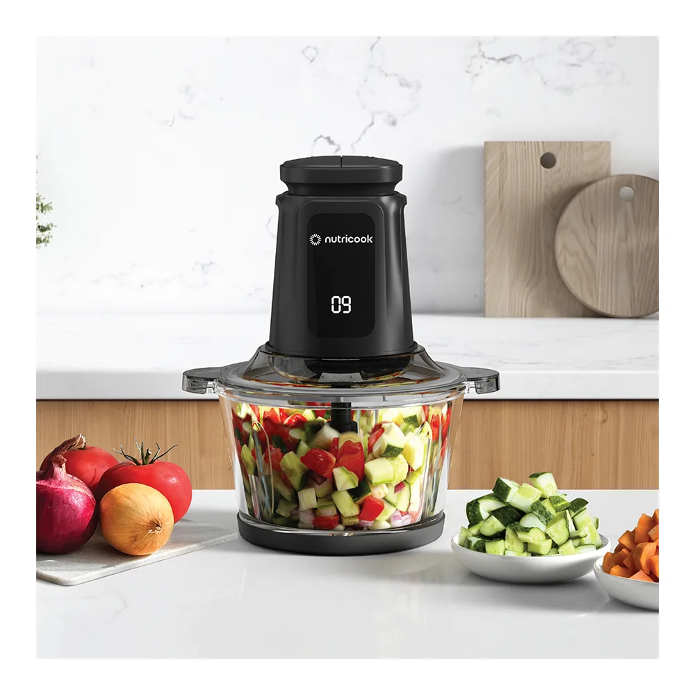 Close-up design of nutricook choppi xxxl with digital timer, 500w, 2 x 3 liters bowl, nc-ch6000