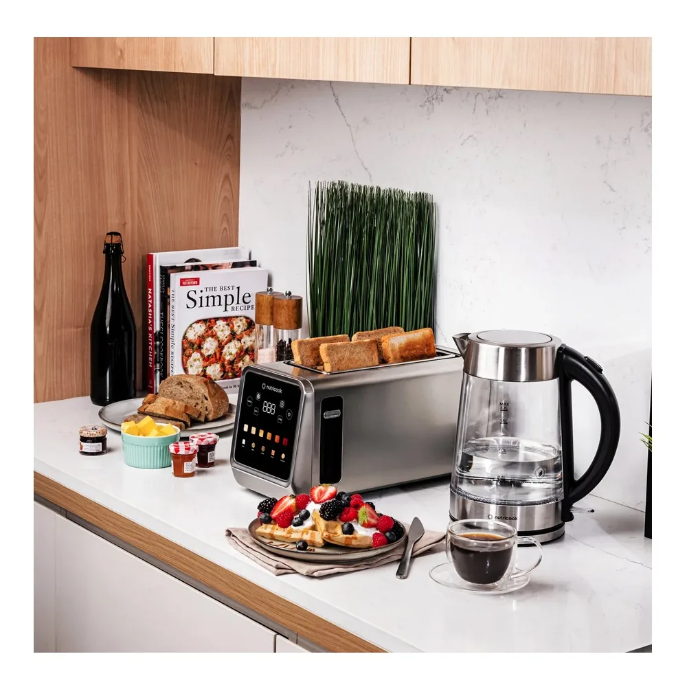 Close-up design of nutricook toasti digital toaster 4 slice, 1250-1450w, 220-240v, nc-ts401