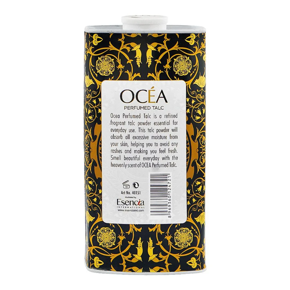 Side view of ocea confidence perfumed talc, large