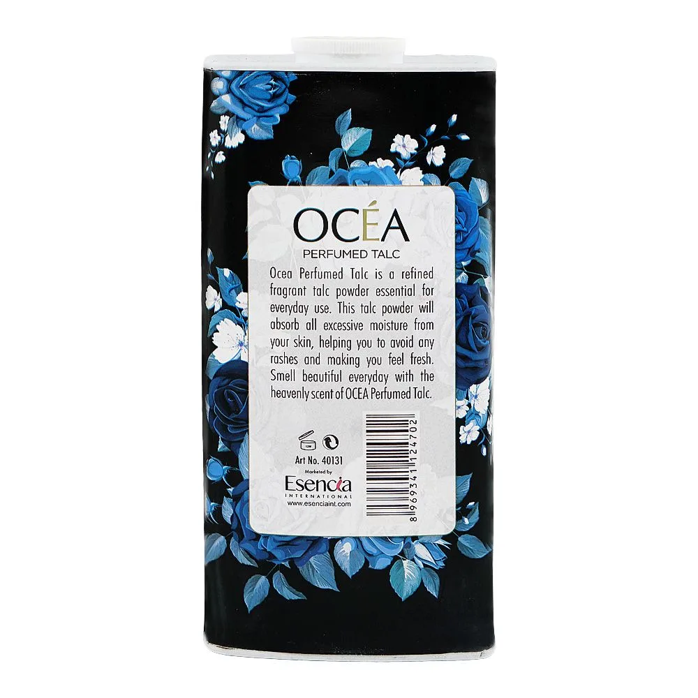 Side view of ocea wish perfumed talc, large