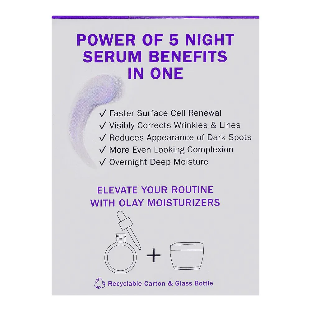 Comfortable casual olay 5in1 benefit night repair super serum with niacinamide, glycerin, peptide, salicylic & lactic acid, 30ml