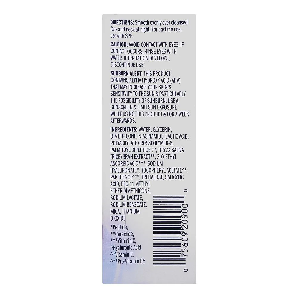 Close-up design of olay 5in1 benefit night repair super serum with niacinamide, glycerin, peptide, salicylic & lactic acid, 30ml