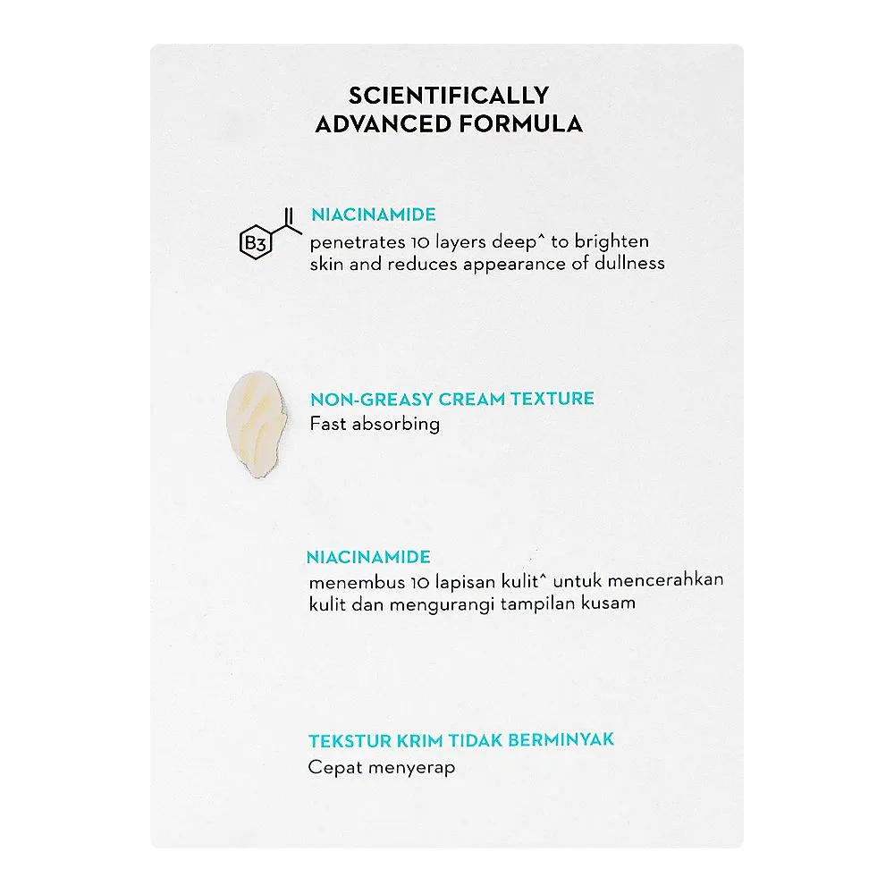 Side view of olay luminous light perfecting night cream, niacinamide, glycerin, for brightening skin, 50g
