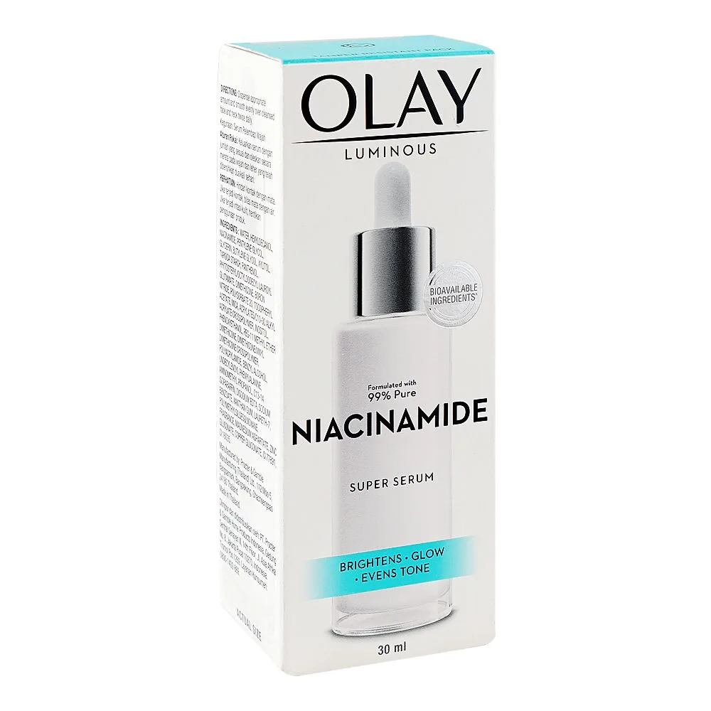 Olay Luminous Niacinamide Super Serum, Vitamin E, Glycerin, For Even Skin Tone, 30ml