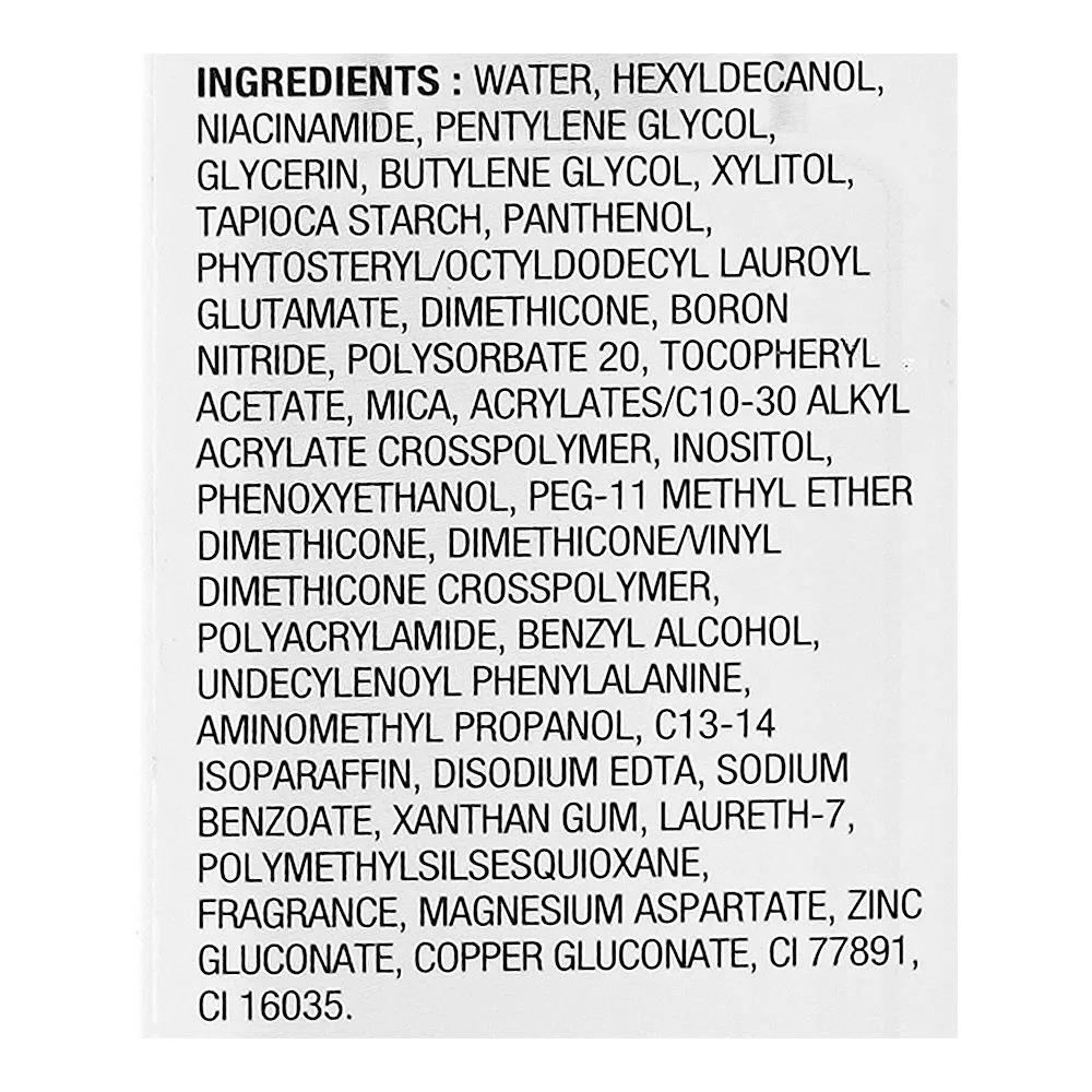 Close-up design of olay luminous niacinamide super serum, vitamin e, glycerin, for even skin tone, 30ml