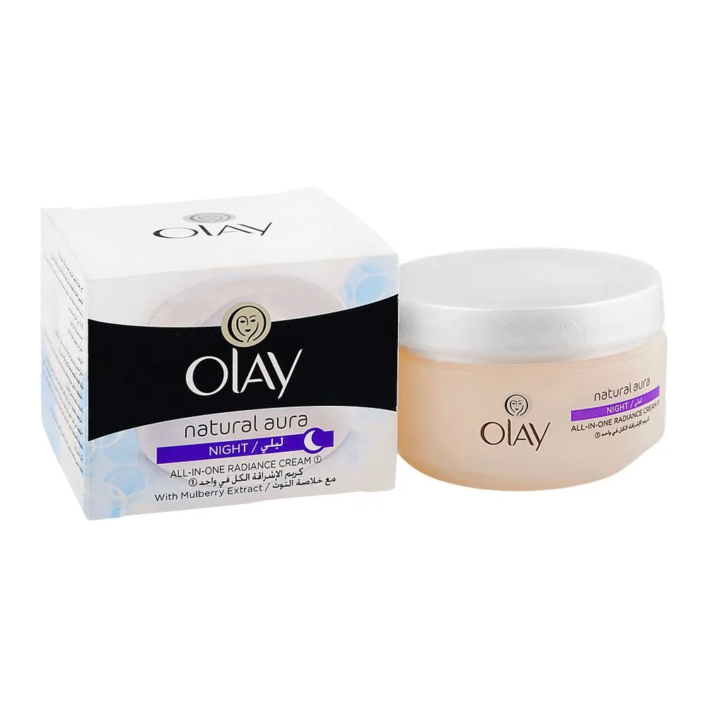 Olay Natural Aura All-In-One Radiance With Mulberry Extract Night Cream, 50g