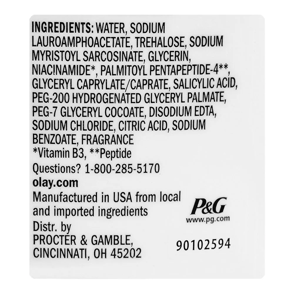 Comfortable casual olay niacinamide + peptide 24 clarifying daily facial cleanser, sulfate free, 473ml