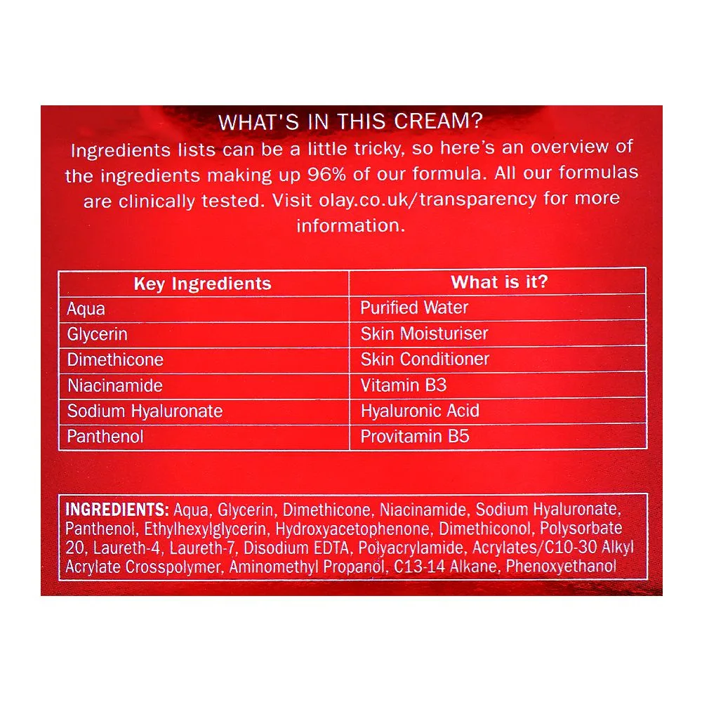 Close-up design of olay regenerist day gel with hyaluronic acid & vitamin b5, fragrance free, 50ml
