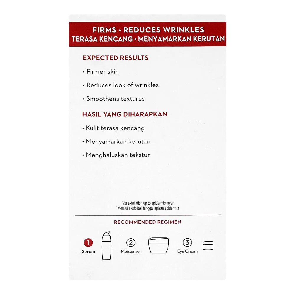 Side view of olay regenerist micro-sculpting serum, niacinamide, glycerin, for reducing wrinkles, 50ml