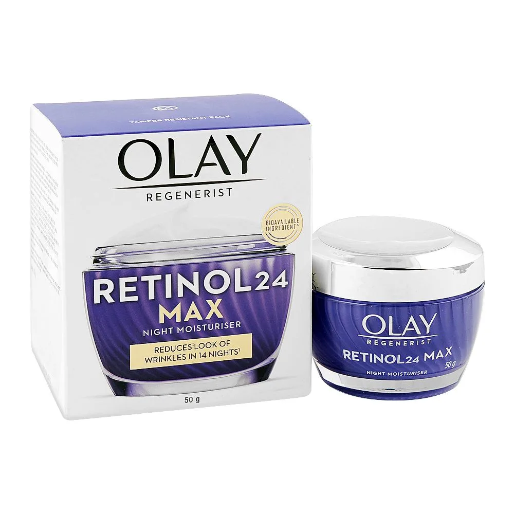 Olay Regenerist Retinol 24 Max Night Moisturiser, Glycerin, Niacinamide, For Fine Lines & Wrinkles, 50g