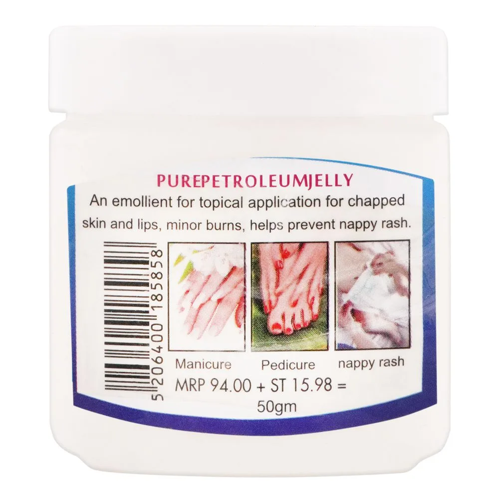 Side view of oliv white petroleum jelly local small, 50g