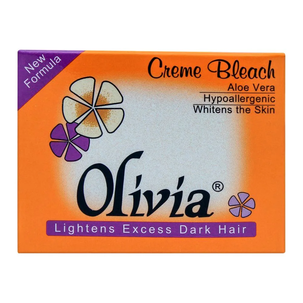 Side view of olivia aloe vera creme bleach, 17ml