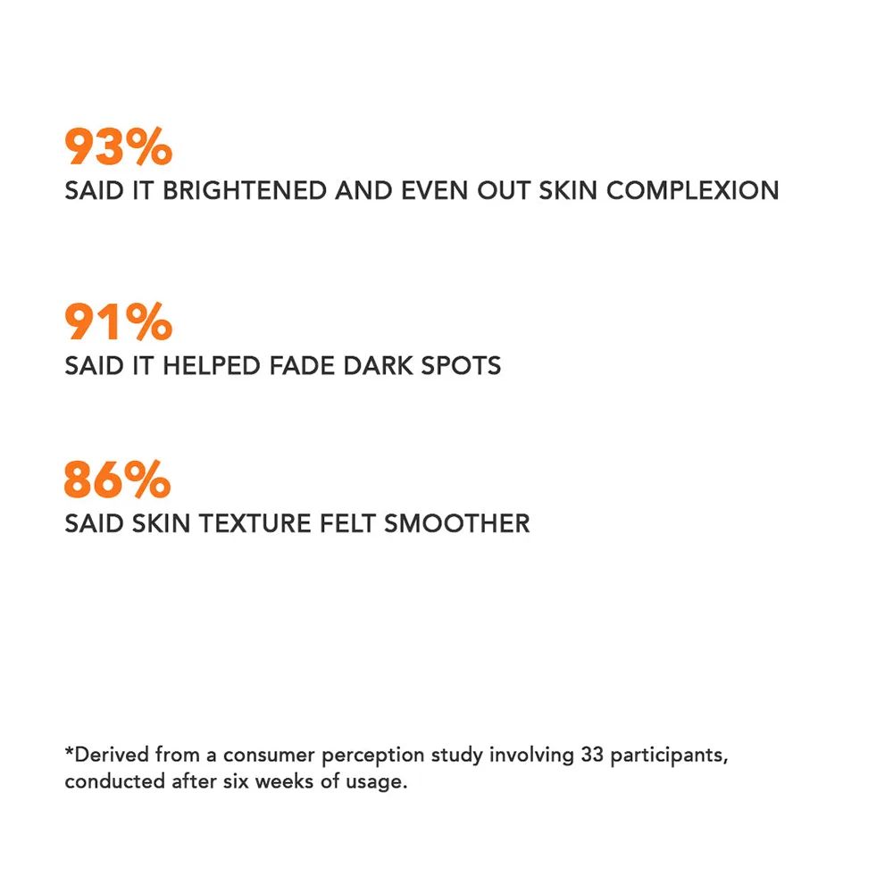 Side view of oneskin citrus delight serum with vitamin c 5%, alpha arbutin 1% & bearberry, 30ml