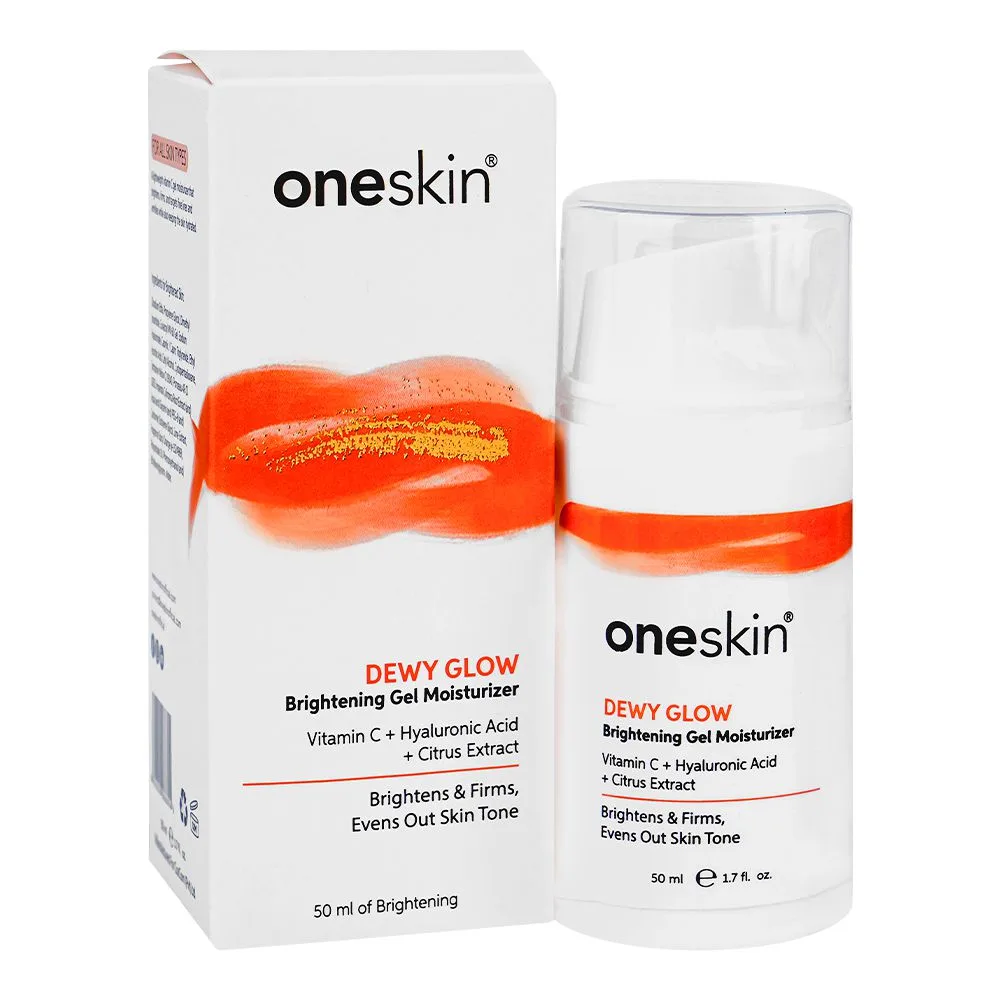 Comfortable casual oneskin dewy glow brightening gel moisturizer with vitamin c, hyaluronic acid & citrus, 50ml