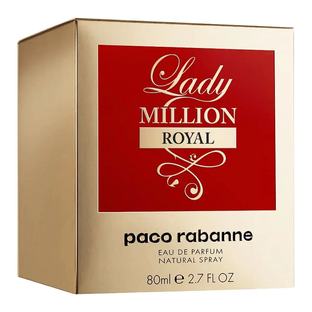 Side view of paco rabanne lady million royal, eau de parfum, for women, 80ml